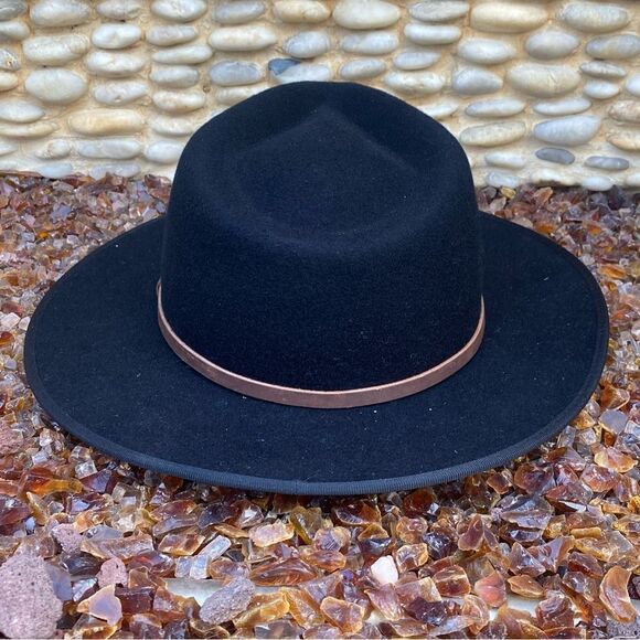NWT New Will + Bear Calloway Black Wide Brim 100% Australian Wool Hat/Fedora S - Picture 8 of 16